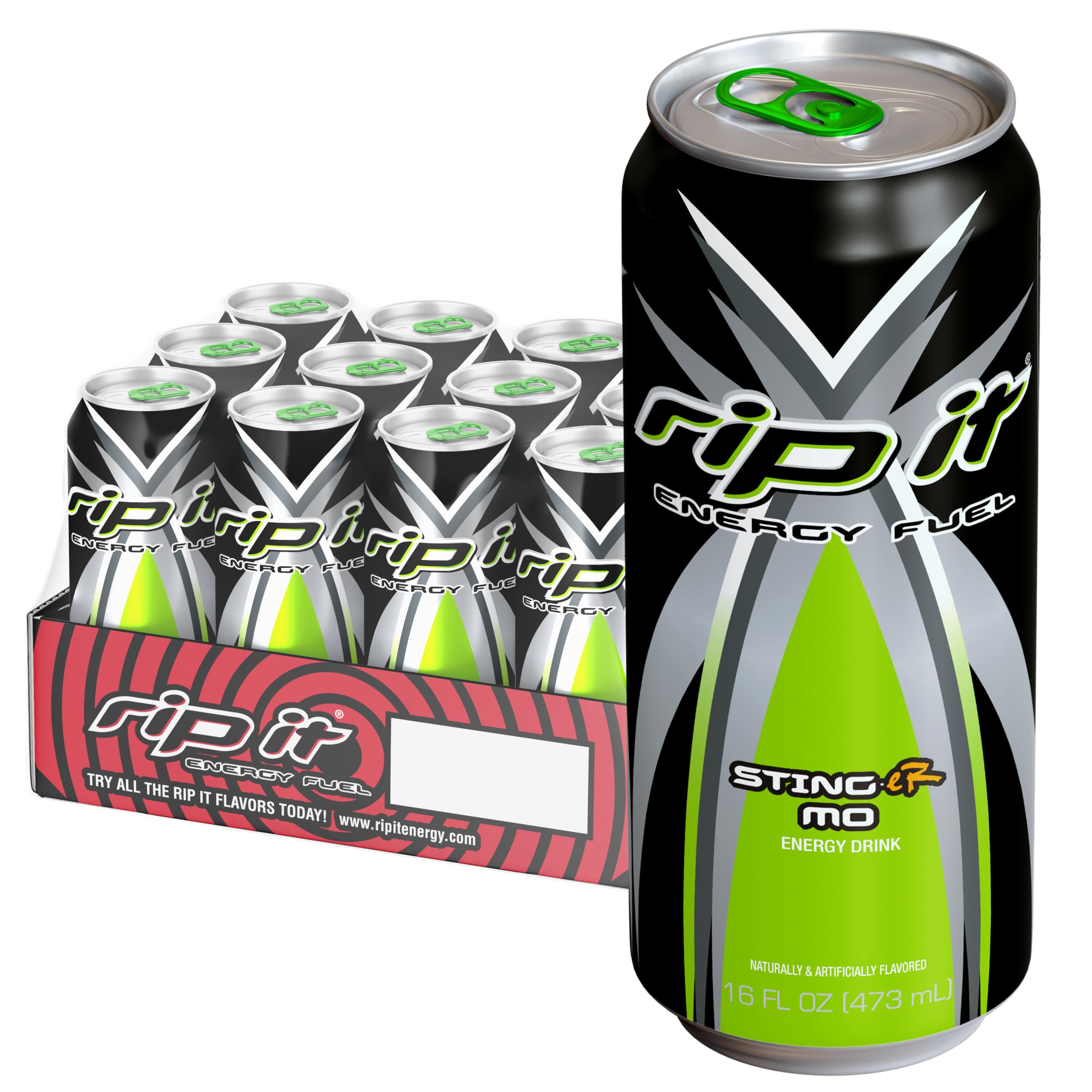 Rip-It Energy Drink | Power | Sharp Citrus Flavor | 12-Pack (16oz Cans) | 160mg Caffeine | Smooth Finish | Ignite Focus | Hardcore Energy That Rips!